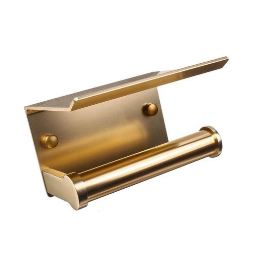 Toilet Paper Roll Holder Bathroom Tissue Wall Mounted Storage Hook Phone Holder Golden