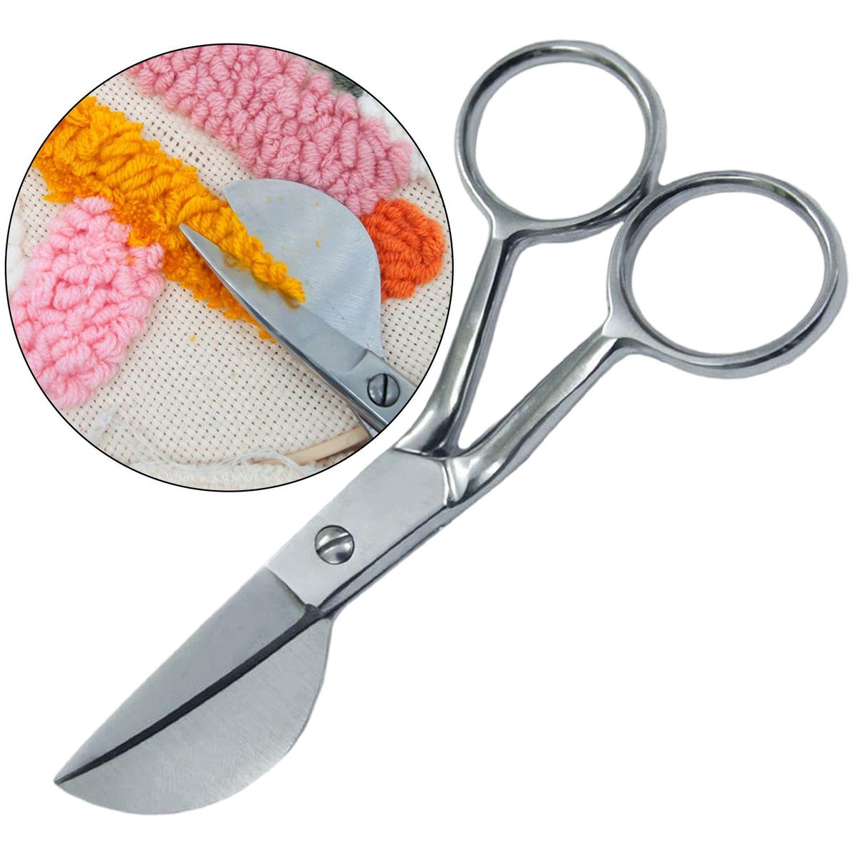 7" Duckbill Applique Scissors For Thread Tufted Carpet Fabric Silver