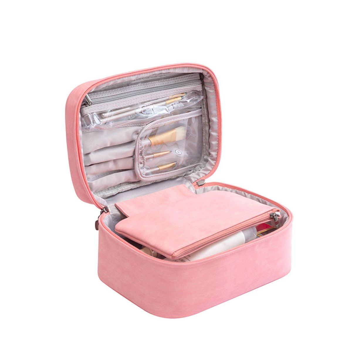 Bag With Detachable Pouch PU Resin For Beauty Eggs Purse PInk