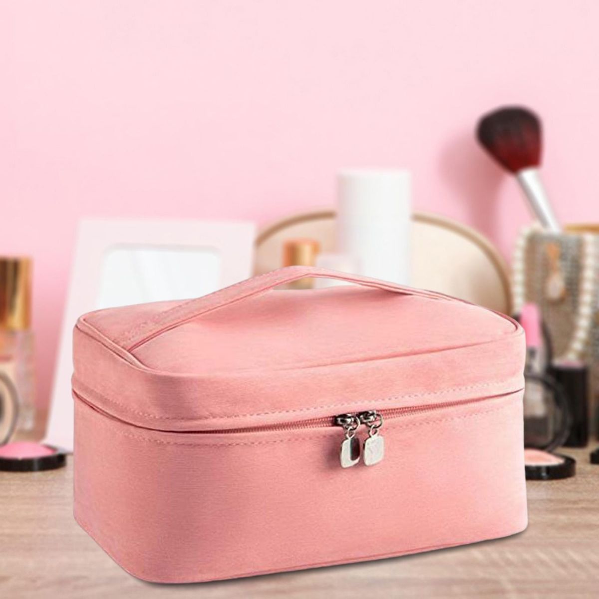 Bag With Detachable Pouch PU Resin For Beauty Eggs Purse PInk