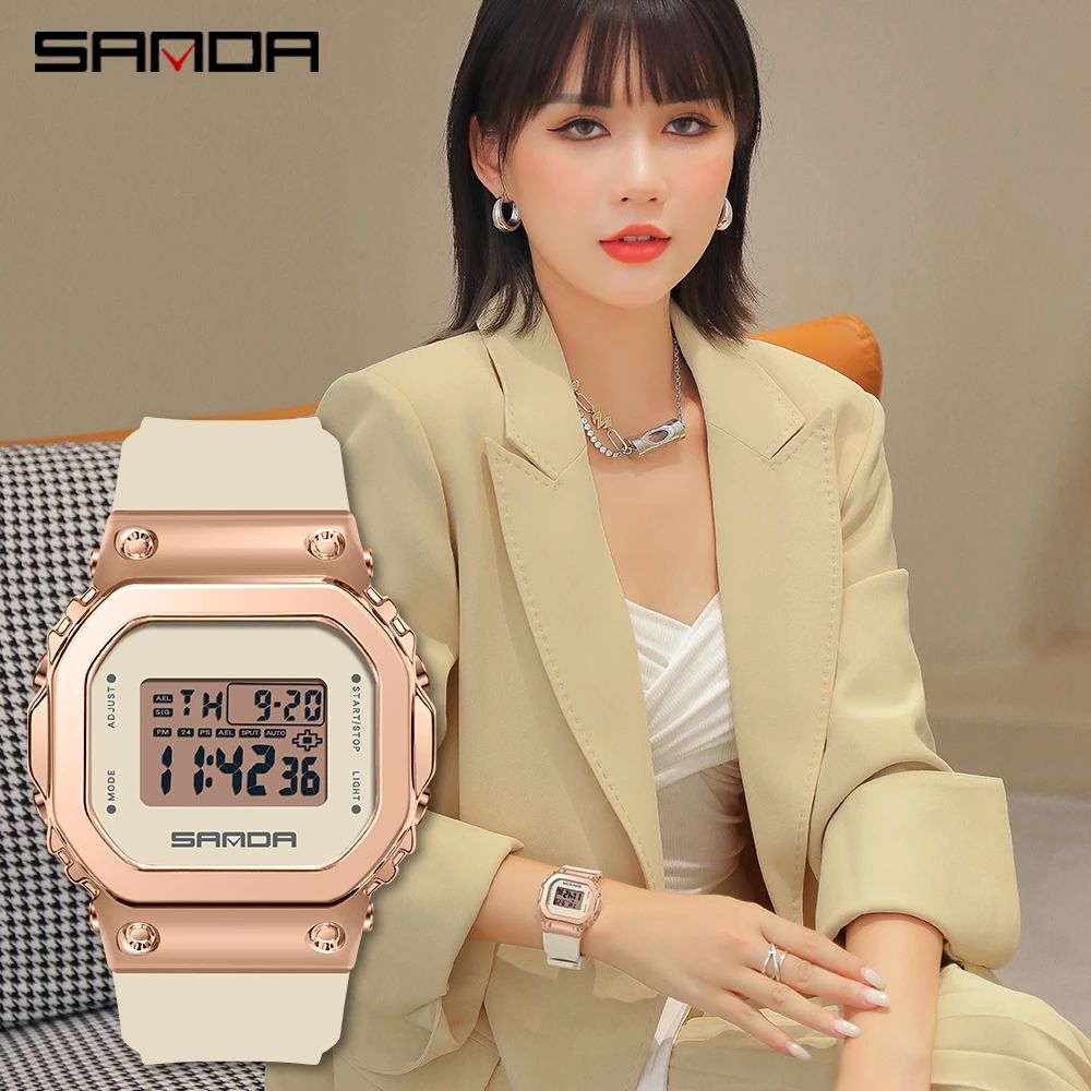 SANDA-Ladies Electronic Digital Watch Luxury LED Leisure