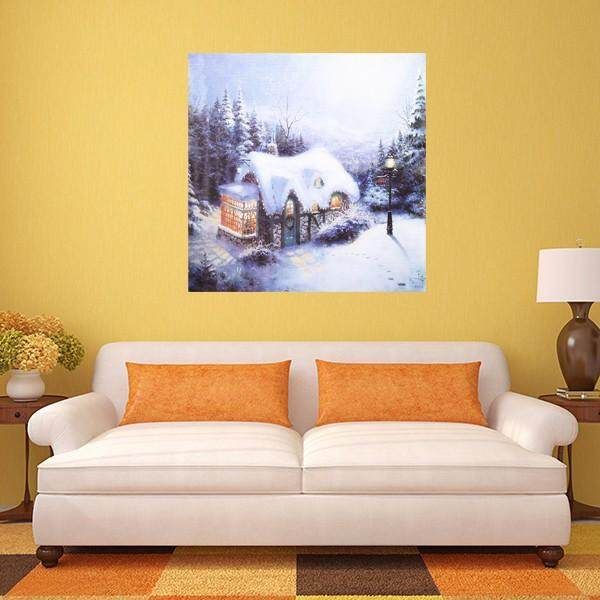 50x50cm Snow House Christmas Frameless Canvas Living Room Decorative Bedroom Bedside Wall Paintings