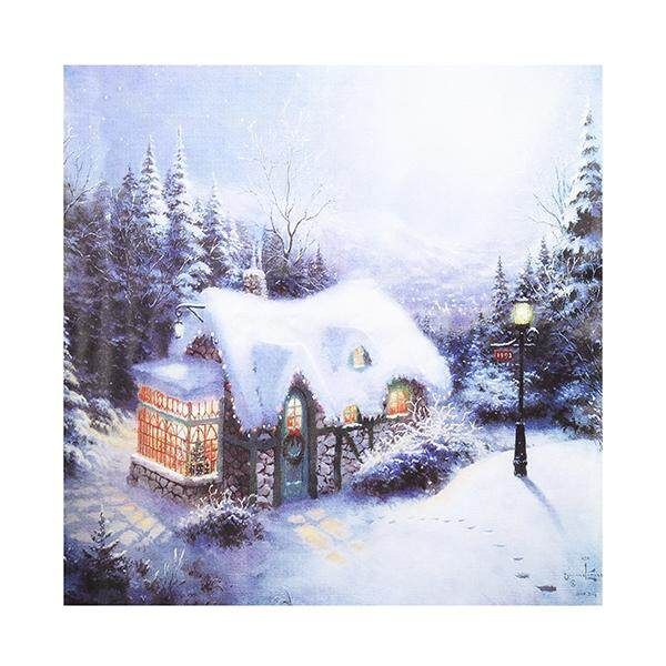 50x50cm Snow House Christmas Frameless Canvas Living Room Decorative Bedroom Bedside Wall Paintings