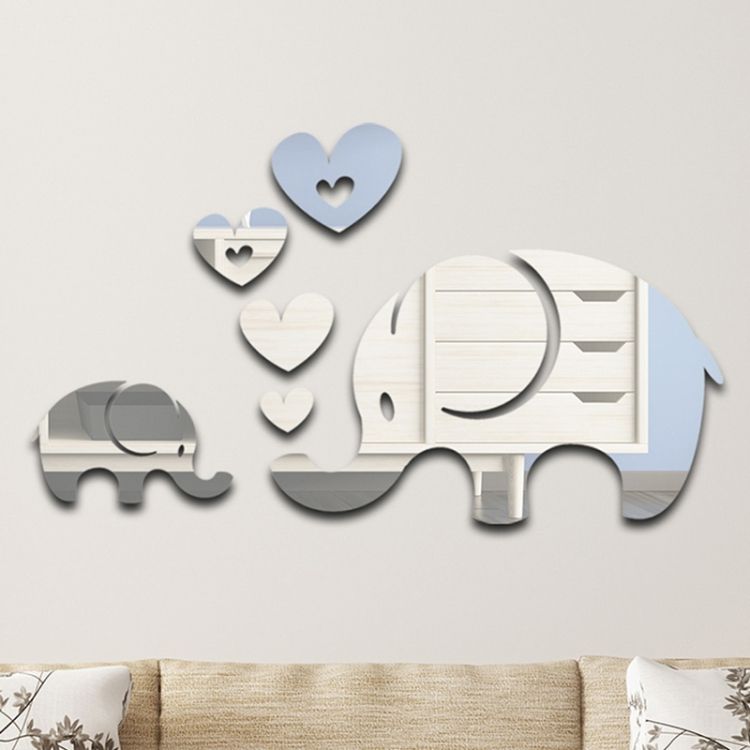 6pcs /Set Acrylic Elephant Mirror Stereo Wall Stickers