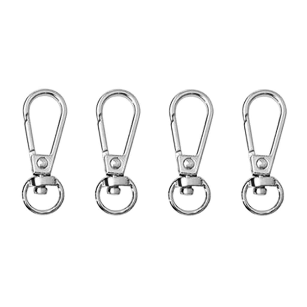Set Of 4 Swivel Carabiners Bags Belts Lanyards Clips DIY Bag Silver