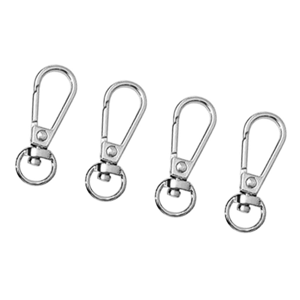 Set Of 4 Swivel Carabiners Bags Belts Lanyards Clips DIY Bag Silver