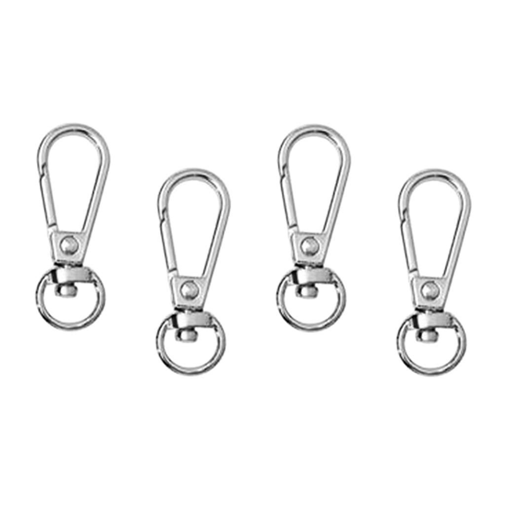 Set Of 4 Swivel Carabiners Bags Belts Lanyards Clips DIY Bag Silver