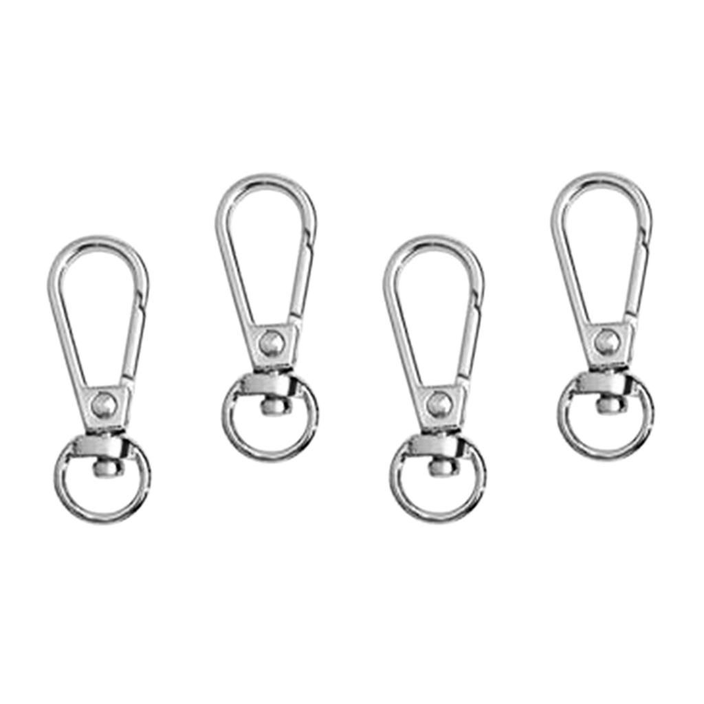 Set Of 4 Swivel Carabiners Bags Belts Lanyards Clips DIY Bag Silver