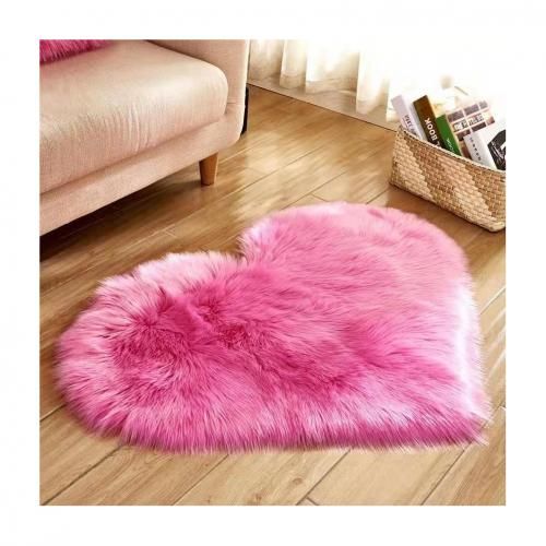 Heart Shaped Fluffy Rug Shaggy Floor Mat Soft Faux Fur Gules