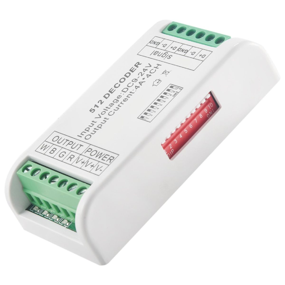 Mini 4 Channel DMX RGBW Decoder 16A RGB RGBW Strip Controller DMX 512 Dimmer Driver for LED Strip Lights DC9-24V