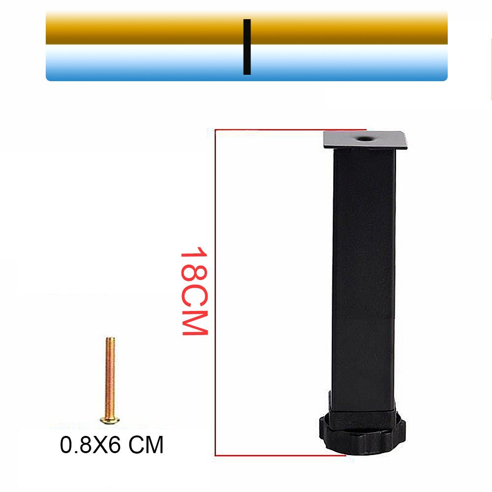 1pc Adjustable Furniture Frame Bracket Legs Square Tube Support Feet For Bed Slat Mattress Frame Fixed Support Leg-I 18CM Black
