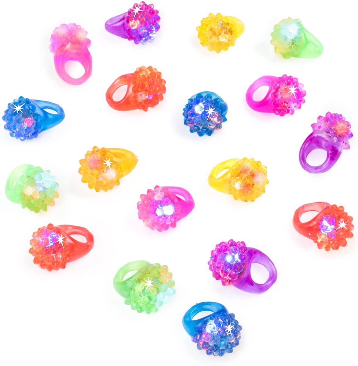 Flashing Colorful LED Light Up Bumpy Jelly Rubber Rings Finger Toys For Parties, Event Favors, Raves, Concert Shows, Gifts (18 Pack)