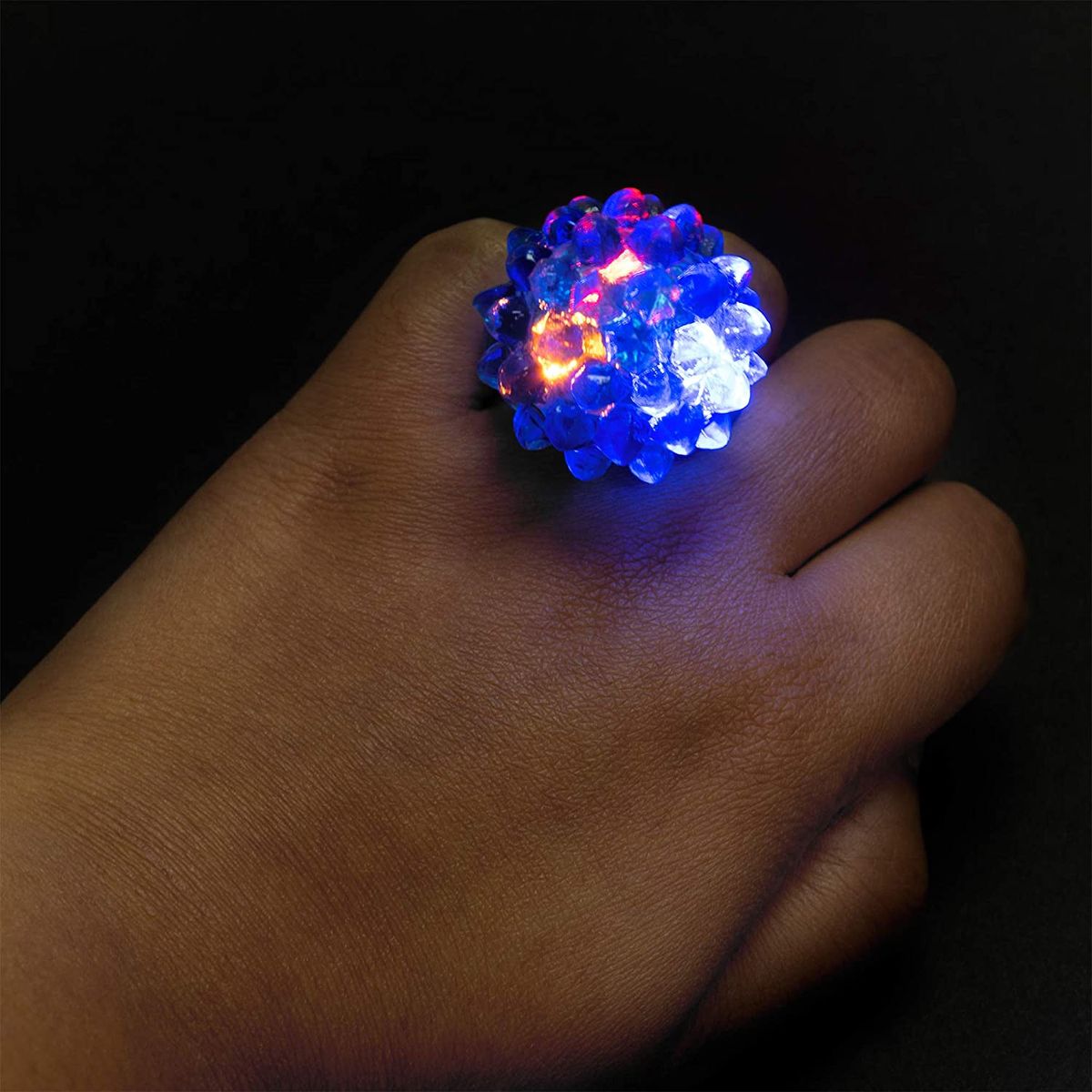 Flashing Colorful LED Light Up Bumpy Jelly Rubber Rings Finger Toys For Parties, Event Favors, Raves, Concert Shows, Gifts (18 Pack)