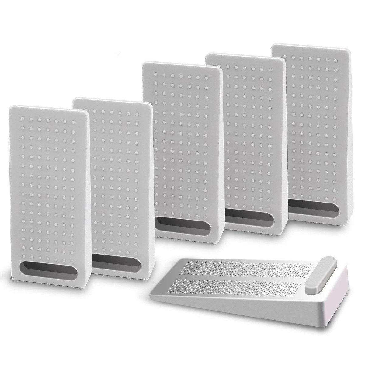 6 PCS Door Wedge Rubber, Door Stopper, Heavy Duty Slip-resistant and Stackable Door Holders, Adjustable Height and Strong Grip on Tiles, Carpet, Wood,Cement and Laminate Floor