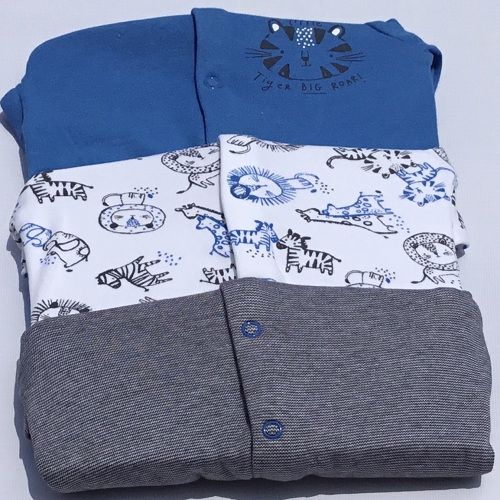 Tiger Colored Popper Boys Sleepsuit - 3Pcs