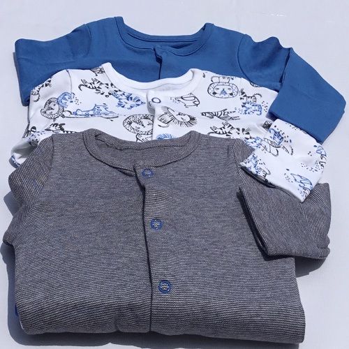 Tiger Colored Popper Boys Sleepsuit - 3Pcs