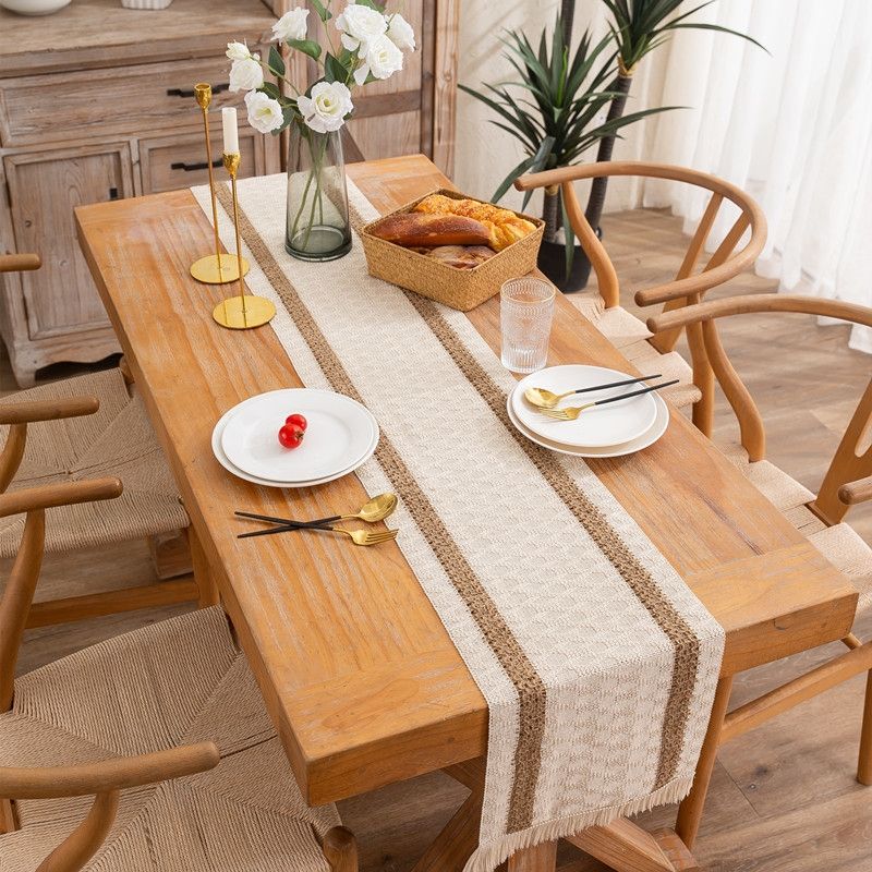 2 PCS Tassel Striped Rhombus Table Runner, Size: 30x275cm