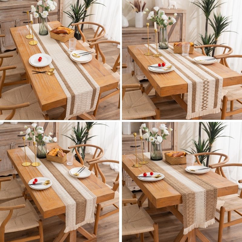 2 PCS Tassel Striped Rhombus Table Runner, Size: 30x275cm