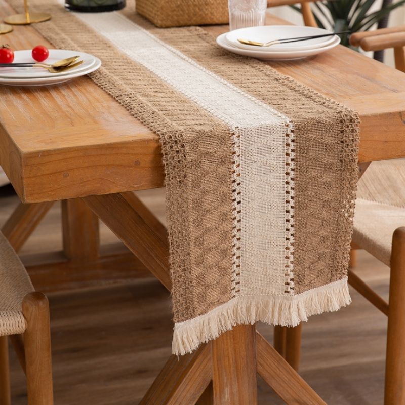 2 PCS Tassel Striped Rhombus Table Runner, Size: 30x275cm