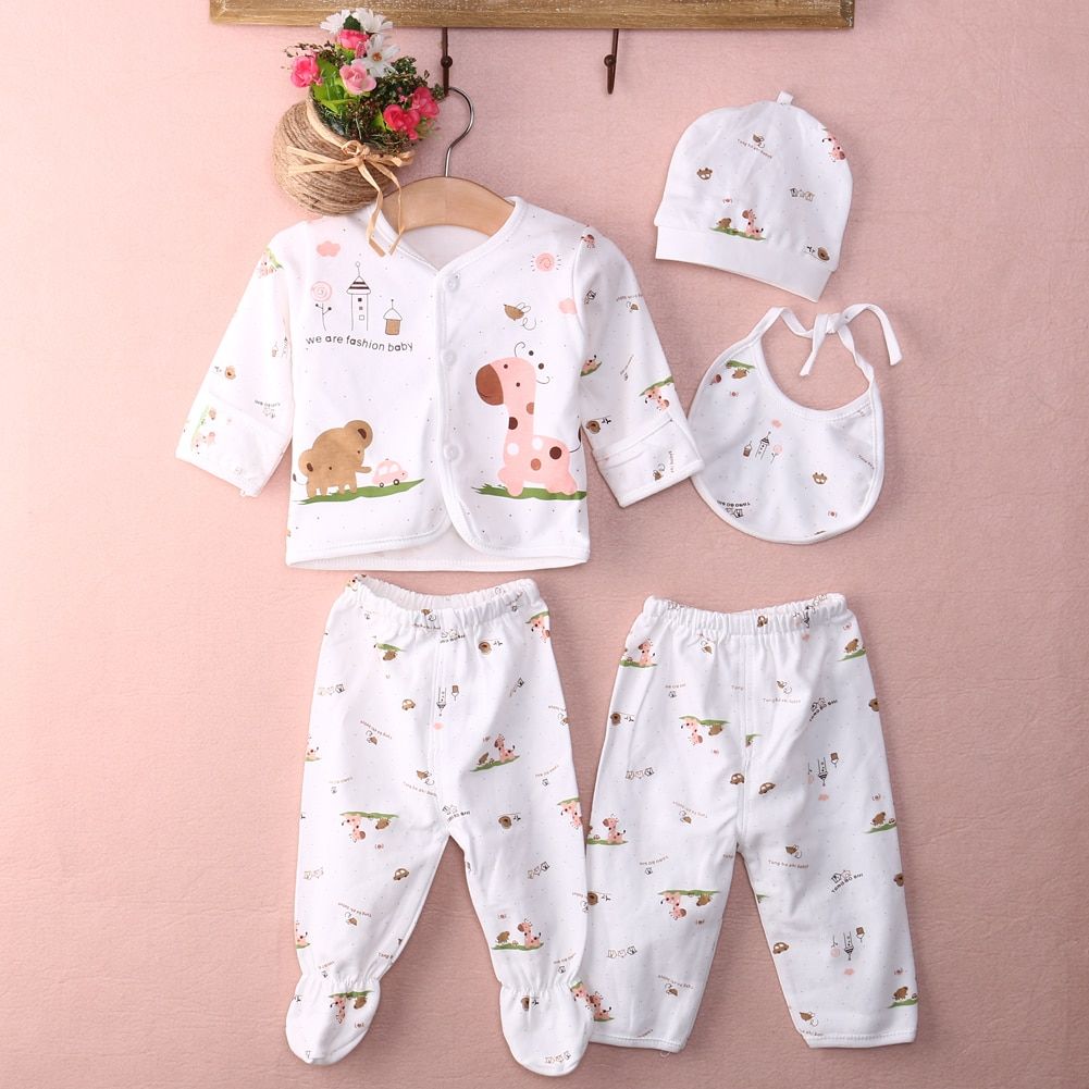 5 Pieces Pajamas Sleeper Set Newborn Infant Unisex