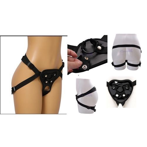 Premium Quality Leather Strap-on Harness Adjustable Universal Adult Sex Toy Suction Cup Dildo Compatible Pegging Harness.Black