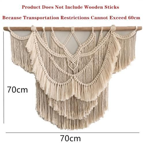70*70CM Large Macrame Tapestry Wall Hanging Geometric Art Wall Decor Bohemian Home Bedroom Background Chic Handicrafts Woven Tapestry