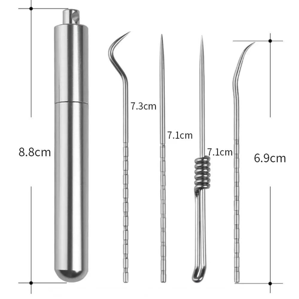 New Stainless Steel Toothpick Set With Portable Toothpick Holder Outdoor Household Travel Seal Storage Container Box Case