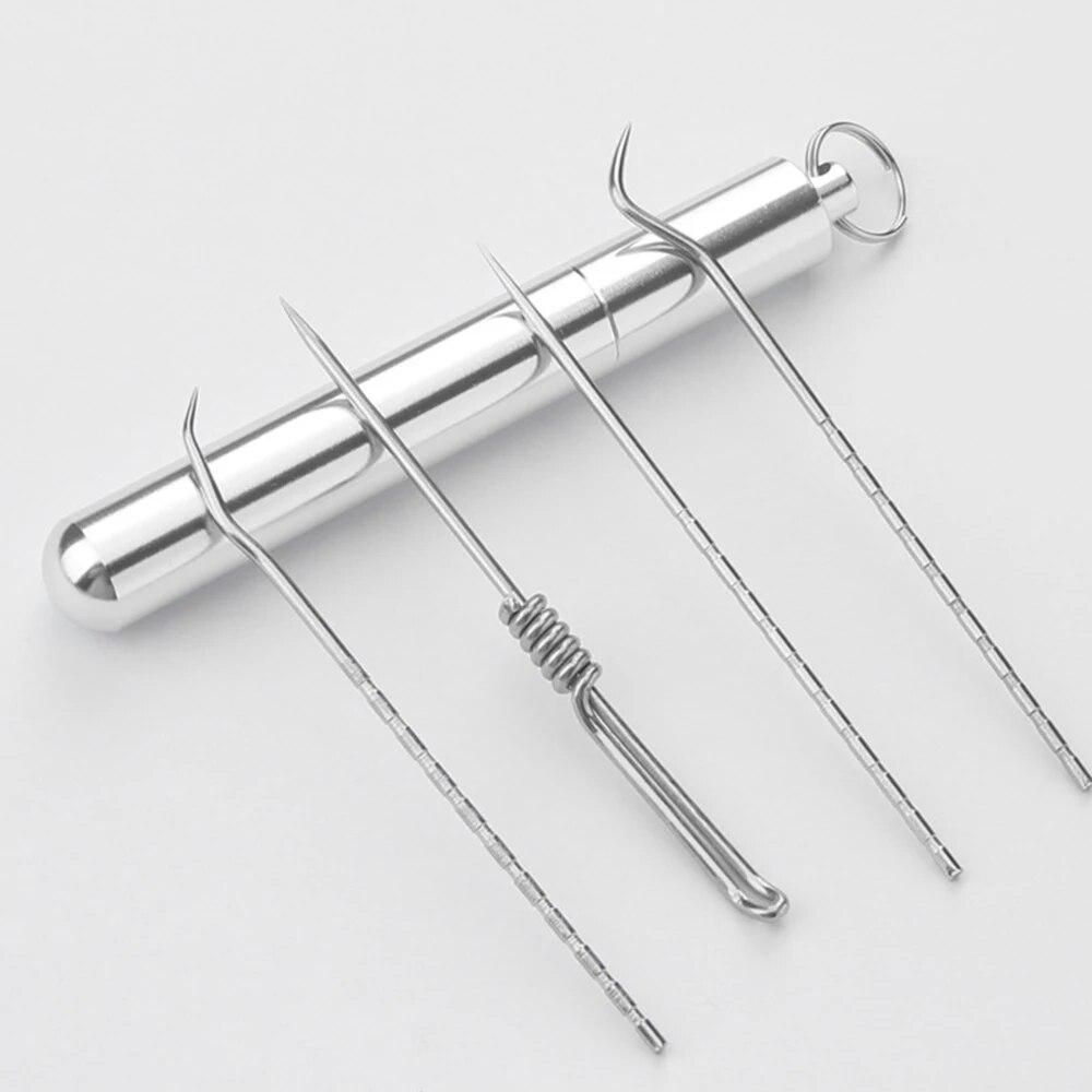 New Stainless Steel Toothpick Set With Portable Toothpick Holder Outdoor Household Travel Seal Storage Container Box Case