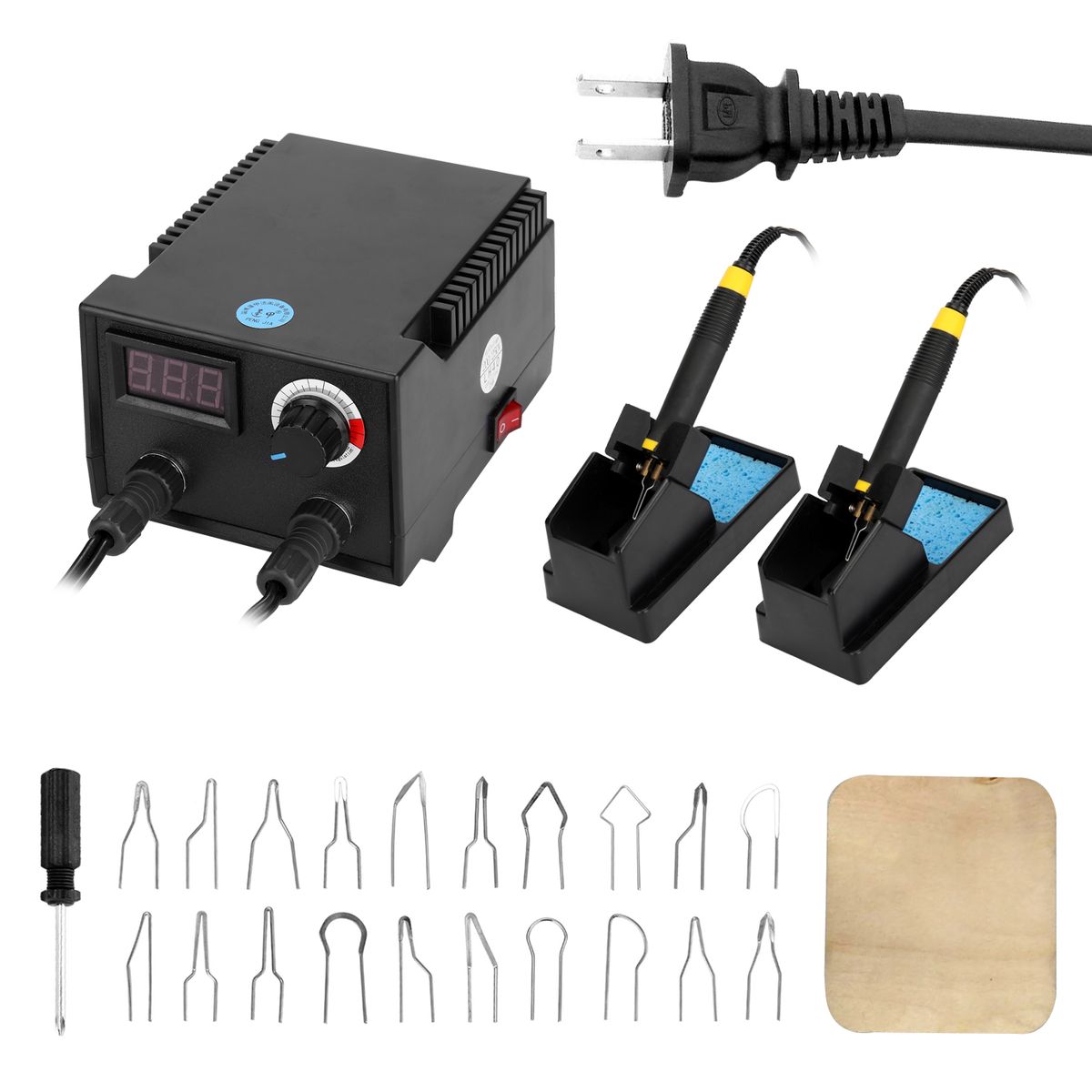 Wood Pyrography Machine Burning Pyrography 100W Adjustable Temperature Burner Wood Cautery Pyrography Pen Gourd Crafts Tool Set US Plug