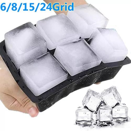 4/6/8/15 Grid Big Ice Tray Mold Giant Jumbo Large Food Grade Silicone Ice Cube Square Tray Mold DIY Ice Maker Ice Cube Tray
