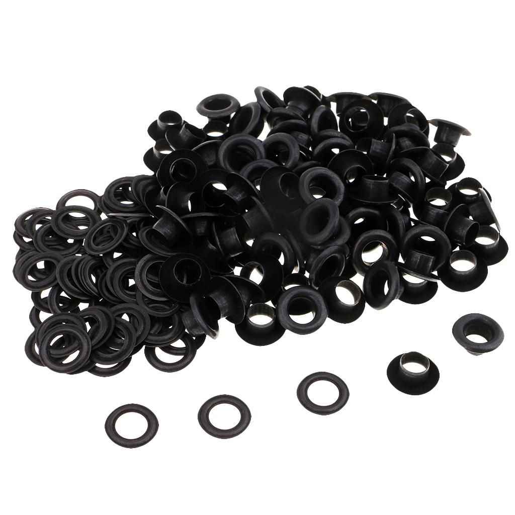 100 Sets Metal Eyelet With Washer For 12 X 5mm Black