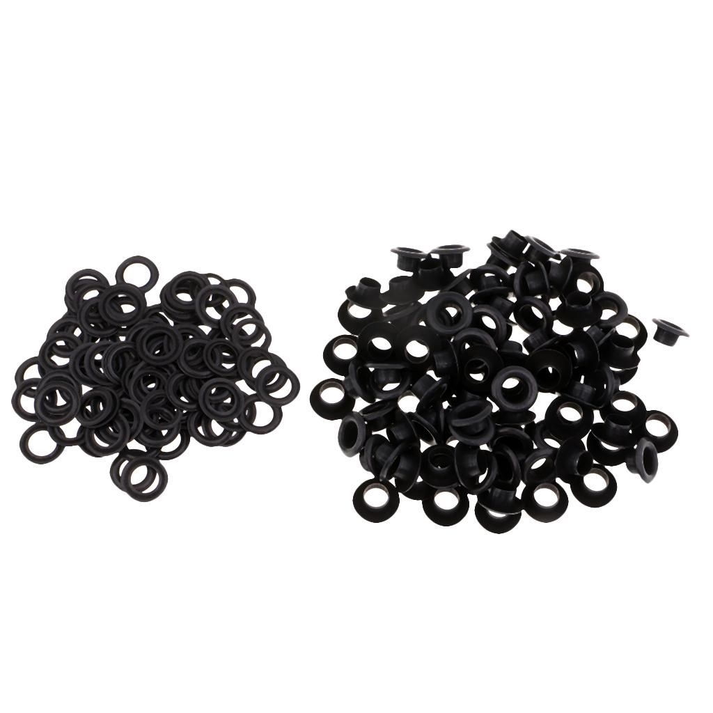 100 Sets Metal Eyelet With Washer For 12 X 5mm Black