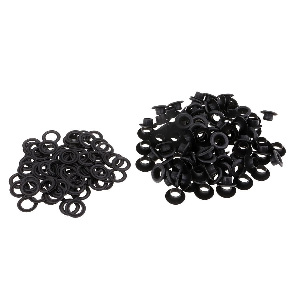 100 Sets Metal Eyelet With Washer For 12 X 5mm Black