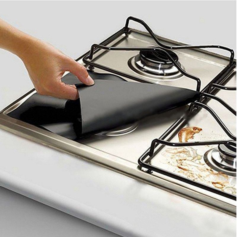 4 Pcs Removable Square Foil Gas Hob Protector Liner Stove