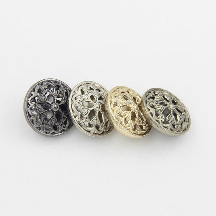100 PCS 18mm Hollow Flower Shape Metal Button