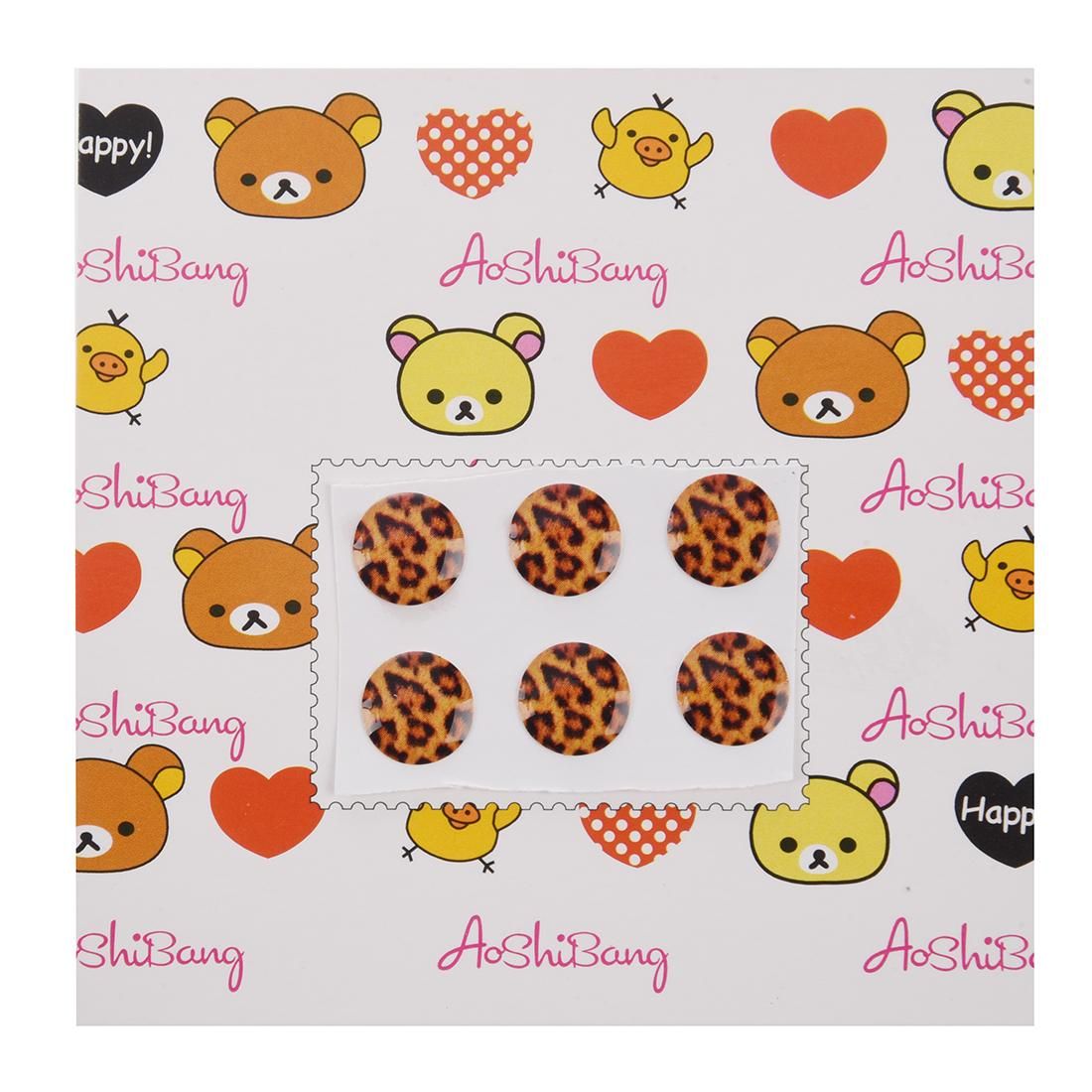 Brown Leopard Pattern Home Button Stickers 6 in 1 for iPhone 4 4G 4S 4GS 5 5G 5th