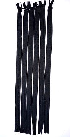 20 Inch Nylon Invisible Zippers 6-pack, Black
