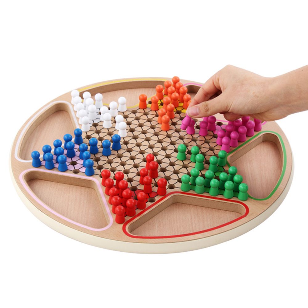 2 In 1 Chinese Checker Wooden Board Game For Family Kids