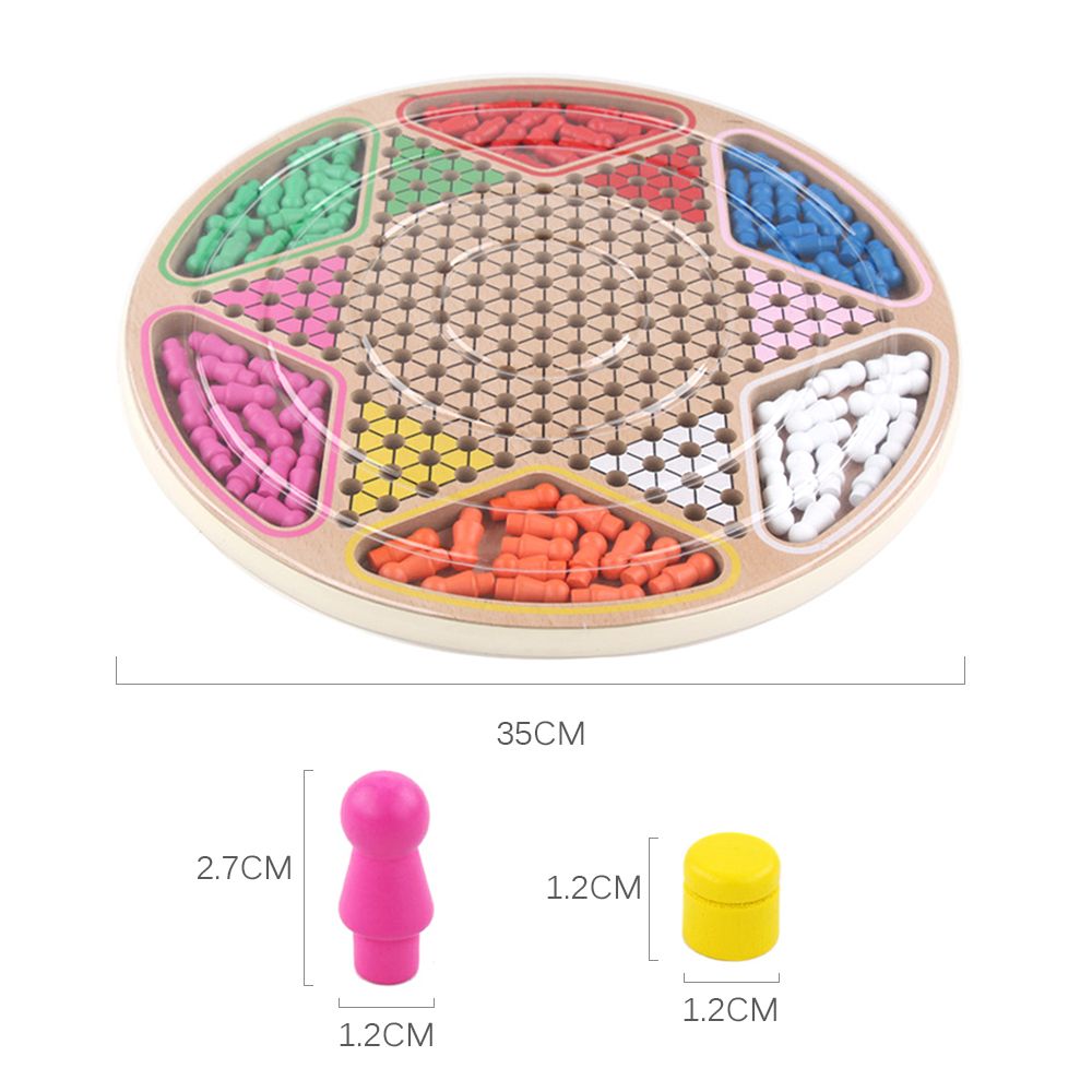 2 In 1 Chinese Checker Wooden Board Game For Family Kids