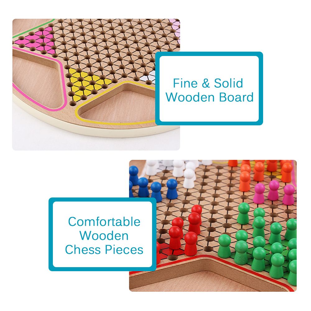 2 In 1 Chinese Checker Wooden Board Game For Family Kids