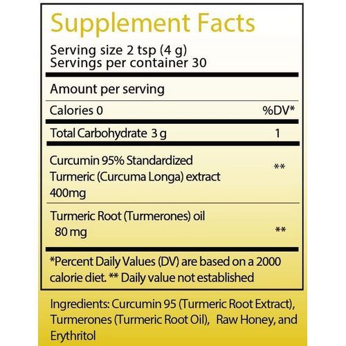 Curcumin With Turmerone Powder Natural Sweetness & Joint Health 4.2 Oz 120 G