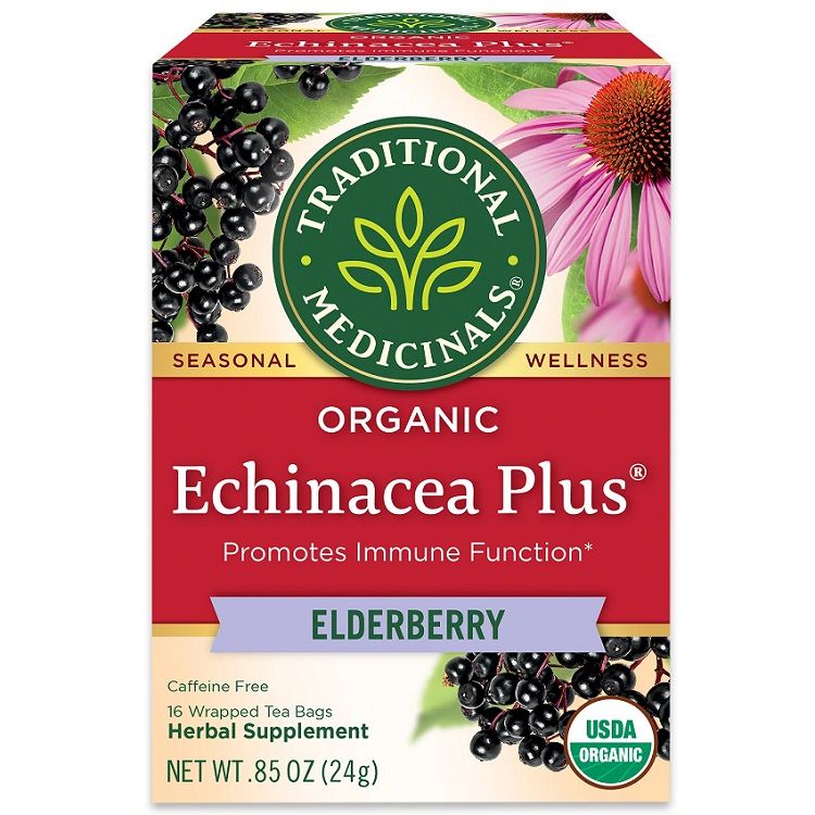 Organic Echinacea Plus Elderberry, 16 Wrapped Tea Bags