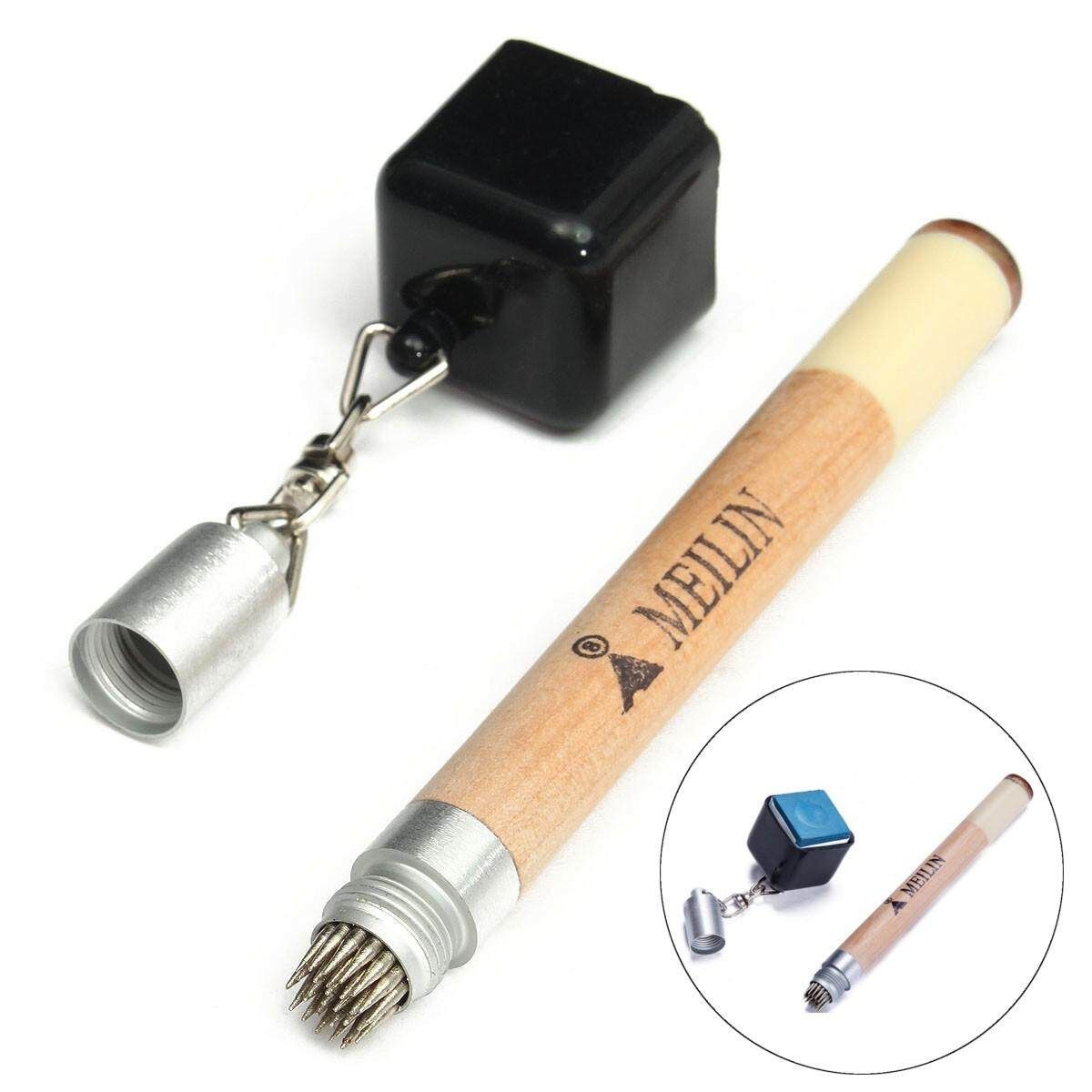 2 In 1 Chalk Holder Magnetic Stick Billiard Snooker Pool Tip Pricker Tool