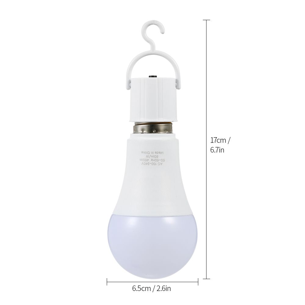 Pack Of 2 Multifunctional Rechargeable 6W Emergency LED Light Bulbs 60W Equivalent 6000K Bright Outdoor Hanging Lamp Lights For Power Outage Camping Garden Parties--E26/E27, AC100~240V
