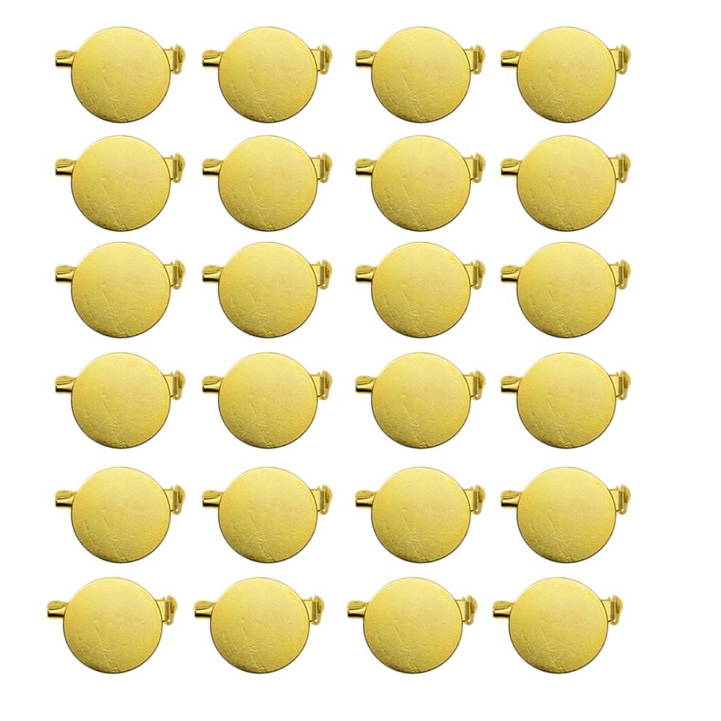 24pcs Gold Brooch Base Badge Settings Blanks Tray Safety Pins Findings