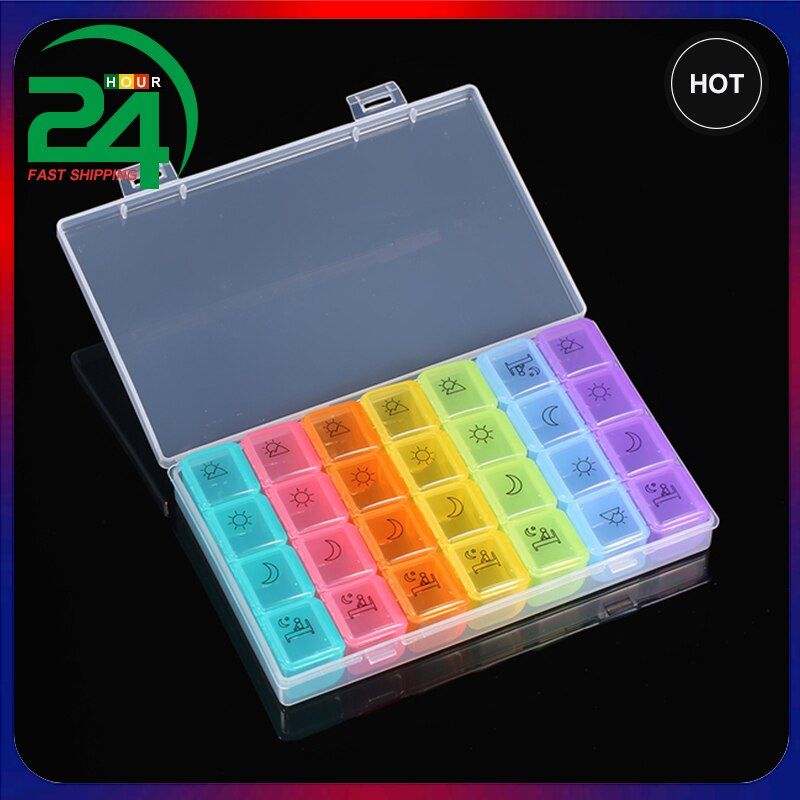 2pcs Weekly Pills Portable  Prescription And Medication Case