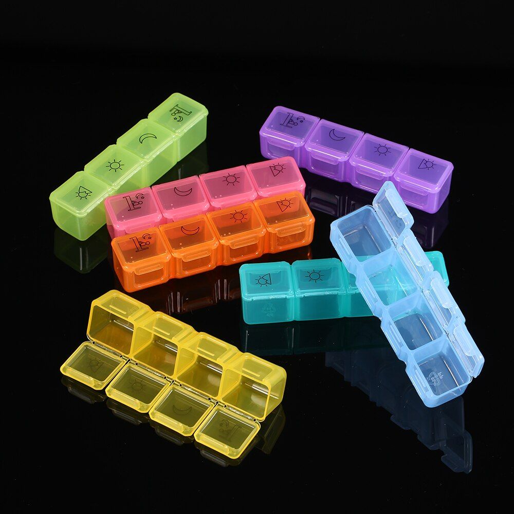 2pcs Weekly Pills Portable  Prescription And Medication Case