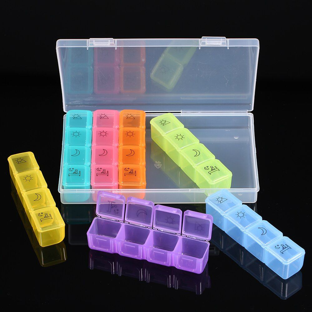 2pcs Weekly Pills Portable  Prescription And Medication Case