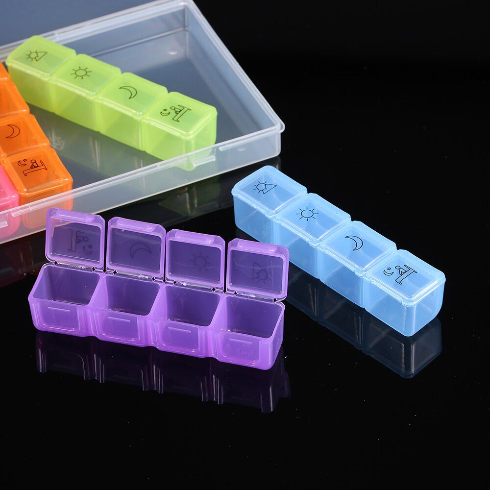 2pcs Weekly Pills Portable  Prescription And Medication Case