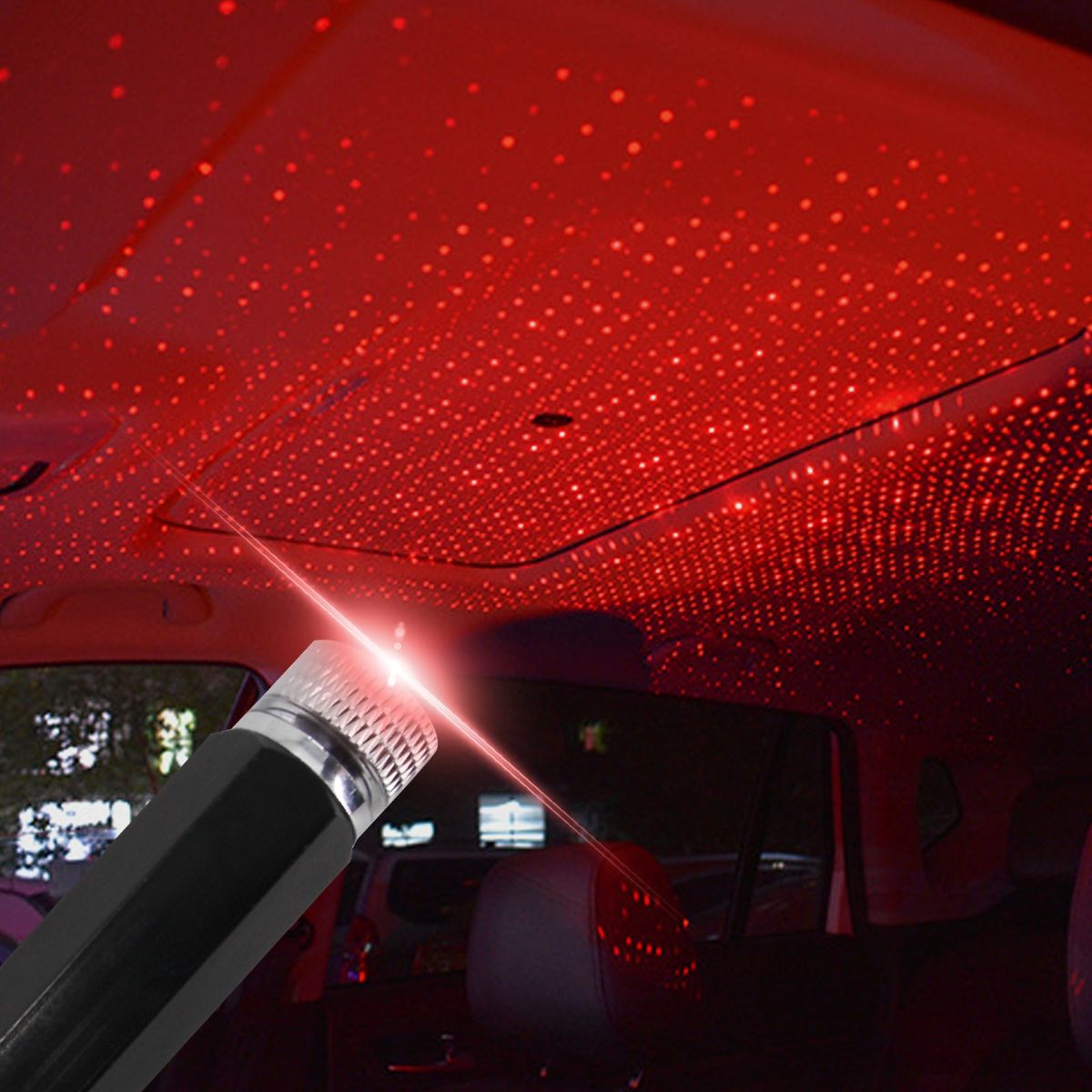 Car Roof Star Ambient Light Romantic USB Night Atmosphere Lamp Home Interior Decoration Mini Ceiling Projector Galaxy Adjustable Red Light